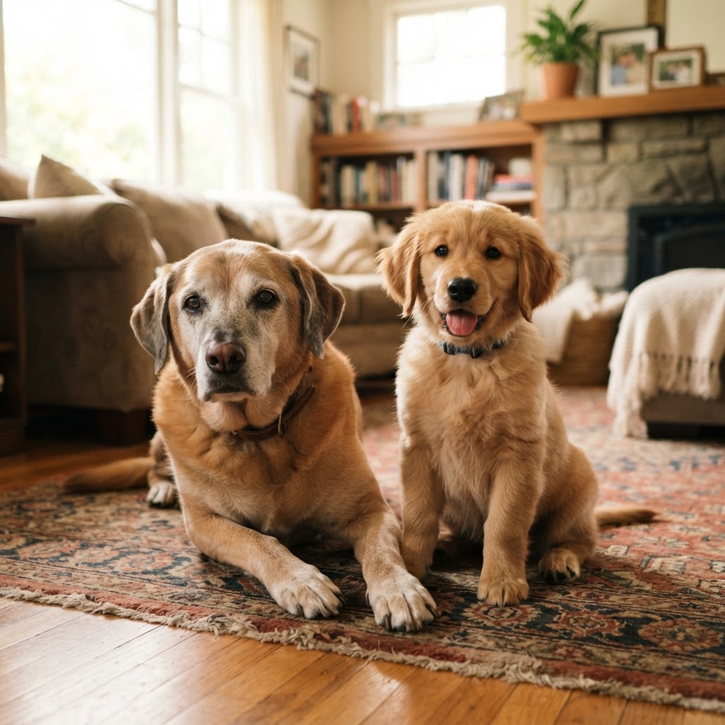 Cão idoso e filhote novo: como fazer a apresentação dar certo Cão idoso e filhote novo: como fazer a apresentação dar certo