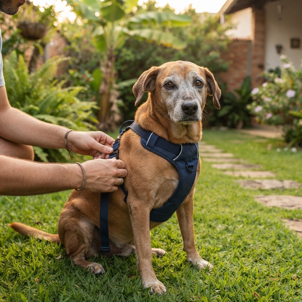 Peitoral para cachorro idoso com artrose: como escolher - detalhe