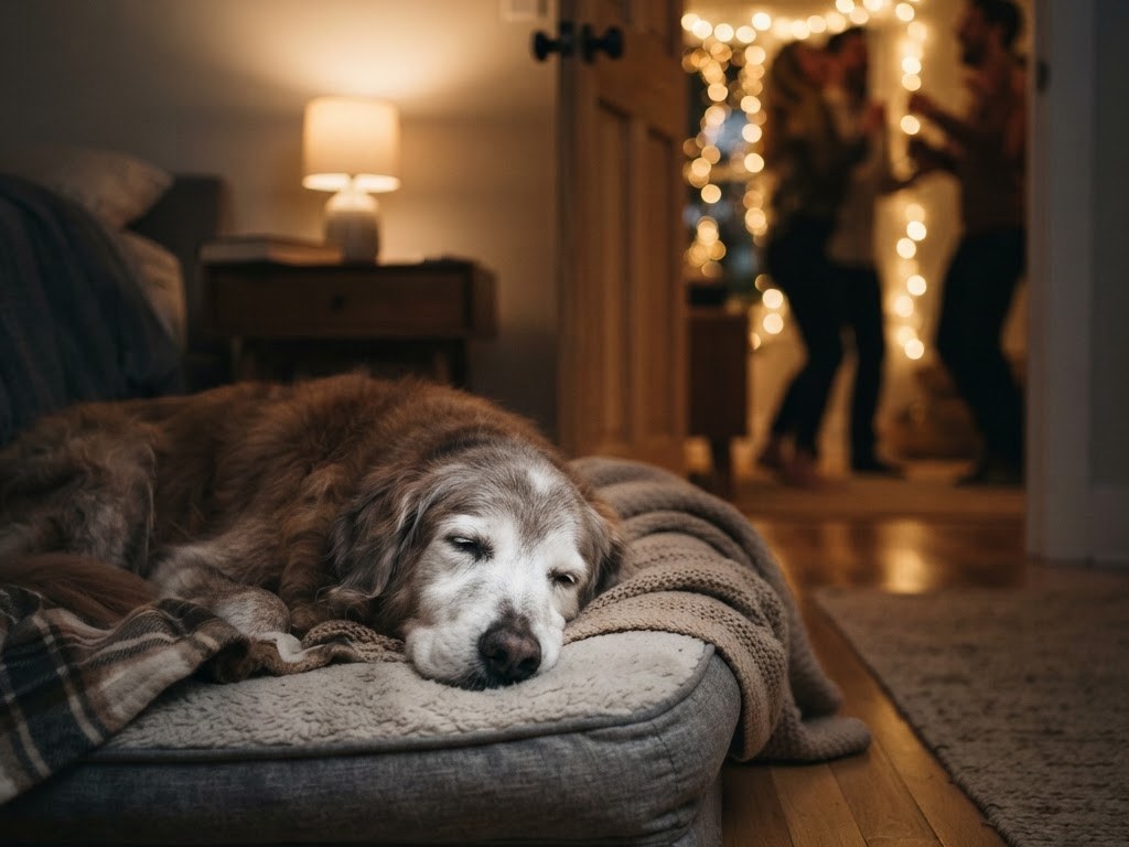 Festas e Barulho em Casa: Como Proteger o Cão Idoso Festas e barulho em casa: como proteger o cão idoso