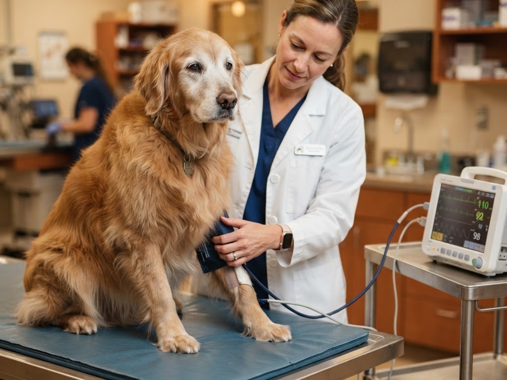Pressão alta em cães idosos: exame essencial que salva vidas